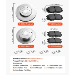 VEVOR Front and Rear Brake Kit Compatible with 2012-2020 Ford F-150(MPB Only), Drilled and Slotted Brake Rotors Ceramic Brake Pads Replacement, 13.8