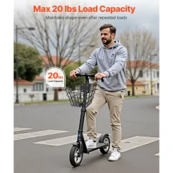 VEVOR Front Bike Basket, Electric Scooter Basket with Fixed Bracket - Max Bearing 20 lbs, Construct from Solid Steel, Kids Bike Basket/Adult Bicycle Basket/Knee Electric Scooter Accessories