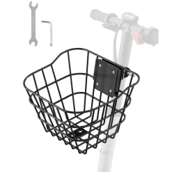 VEVOR Front Bike Basket, Electric Scooter Basket with Fixed Bracket - Max Bearing 20 lbs, Construct from Solid Steel, Kids Bike Basket/Adult Bicycle Basket/Knee Electric Scooter Accessories