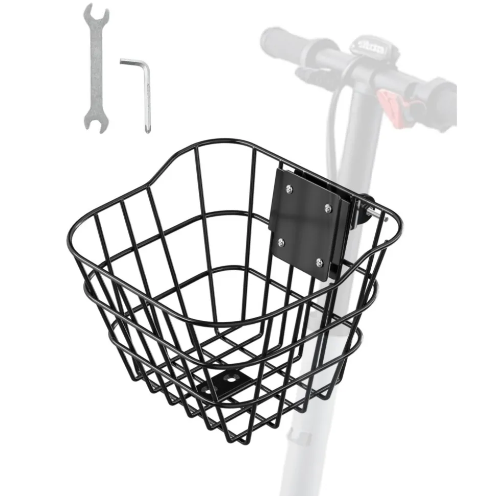 VEVOR Front Bike Basket, Electric Scooter Basket with Fixed Bracket - Max Bearing 20 lbs, Construct from Solid Steel, Kids Bike Basket/Adult Bicycle Basket/Knee Electric Scooter Accessories