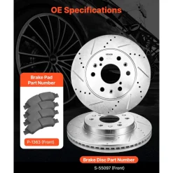 VEVOR Front Brake Kit Compatible with 2008-2016 Cadillac Escalade/Escalade ESV, 2017-2020 Cadillac Escalade/Escalade ESV (Models without Brembo Brake Package), Drilled & Slotted Brake Rotors Kit
