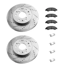 VEVOR Front Brake Kit Compatible with 2008-2016 Cadillac Escalade/Escalade ESV, 2017-2020 Cadillac Escalade/Escalade ESV (Models without Brembo Brake Package), Drilled & Slotted Brake Rotors Kit