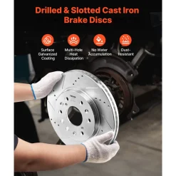 VEVOR Front Brake Kit Compatible with 2008-2016 Cadillac Escalade/Escalade ESV, 2017-2020 Cadillac Escalade/Escalade ESV (Models without Brembo Brake Package), Drilled & Slotted Brake Rotors Kit