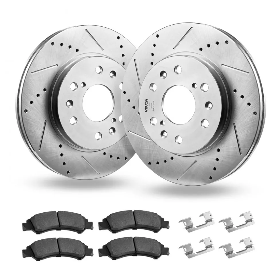 VEVOR Front Brake Kit Compatible with 2008-2016 Cadillac Escalade/Escalade ESV, 2017-2020 Cadillac Escalade/Escalade ESV (Models without Brembo Brake Package), Drilled & Slotted Brake Rotors Kit