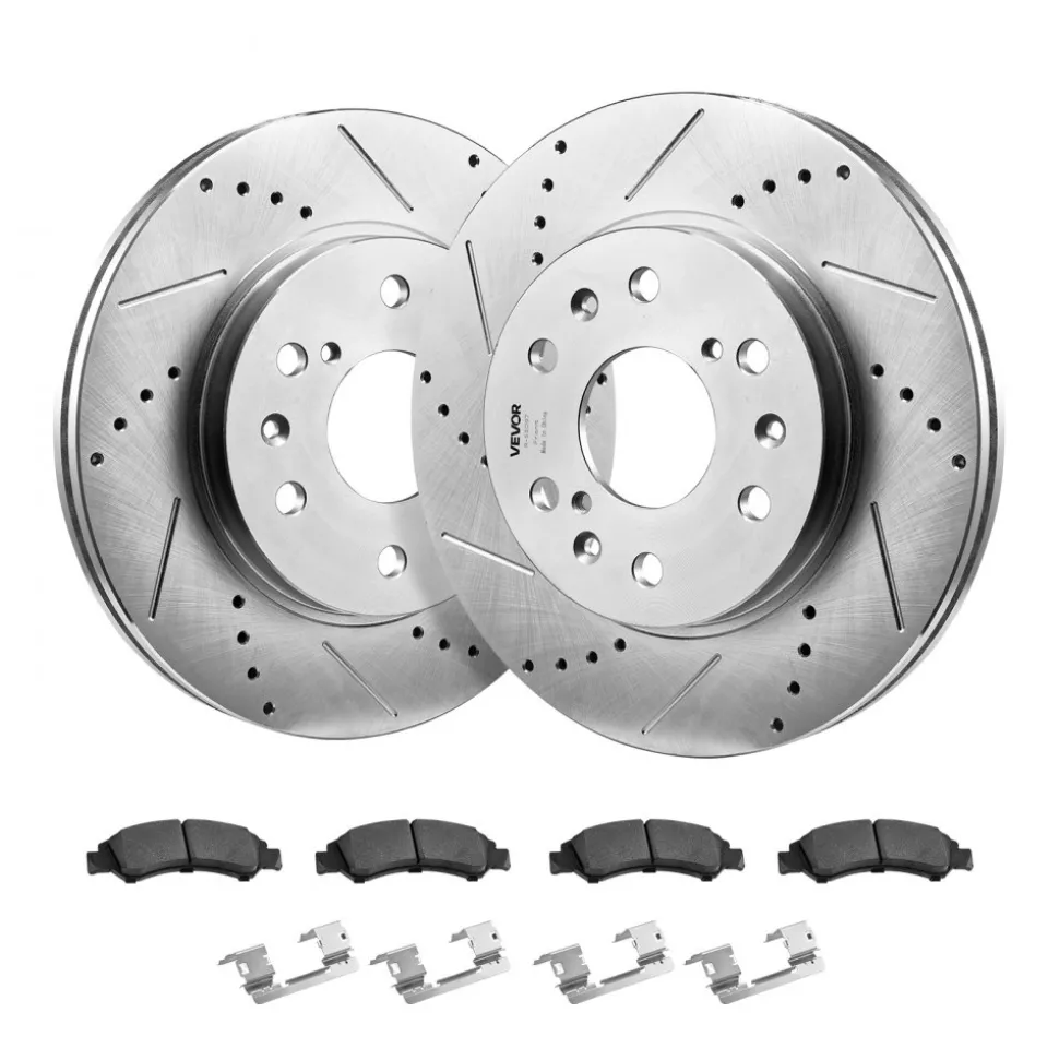 VEVOR Front Brake Kit Compatible with 2008-2016 Cadillac Escalade/Escalade ESV, 2017-2020 Cadillac Escalade/Escalade ESV (Models without Brembo Brake Package), Drilled & Slotted Brake Rotors Kit