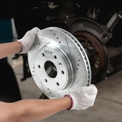 VEVOR Front Brake Kit Compatible with 2007-2017 Chevy Traverse, Buick Enclave, GMC Acadia, Saturn Outlook, Drilled and Slotted Brake Rotors Ceramic Brake Pads Replacement Kit, 12.8" Front Rotors