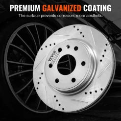 VEVOR Front Brake Kit Compatible with 2007-2017 Chevy Traverse, Buick Enclave, GMC Acadia, Saturn Outlook, Drilled and Slotted Brake Rotors Ceramic Brake Pads Replacement Kit, 12.8