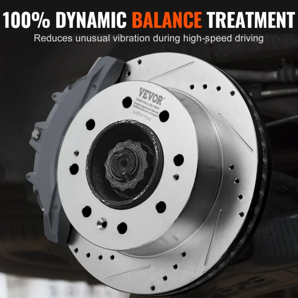 VEVOR Front Brake Kit Compatible with 2011-2019 Chevy Silverado GMC Sierra 2500 3500 HD, Drilled and Slotted Brake Rotors Ceramic Brake Pads Replacement Kit, 14" Front Rotors