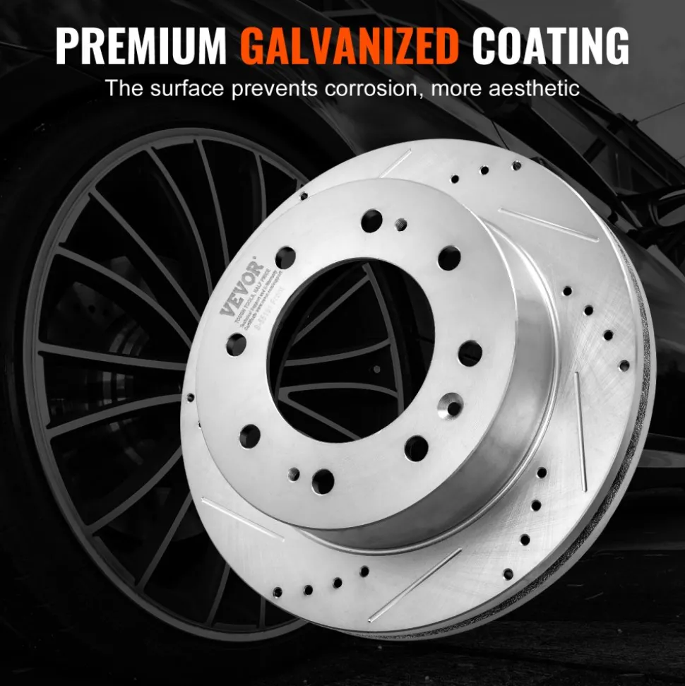 VEVOR Front Brake Kit Compatible with 2011-2019 Chevy Silverado GMC Sierra 2500 3500 HD, Drilled and Slotted Brake Rotors Ceramic Brake Pads Replacement Kit, 14" Front Rotors