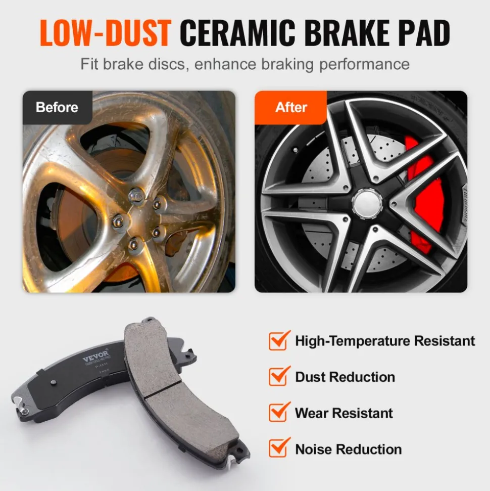 VEVOR Front Brake Kit Compatible with 2011-2019 Chevy Silverado GMC Sierra 2500 3500 HD, Drilled and Slotted Brake Rotors Ceramic Brake Pads Replacement Kit, 14" Front Rotors