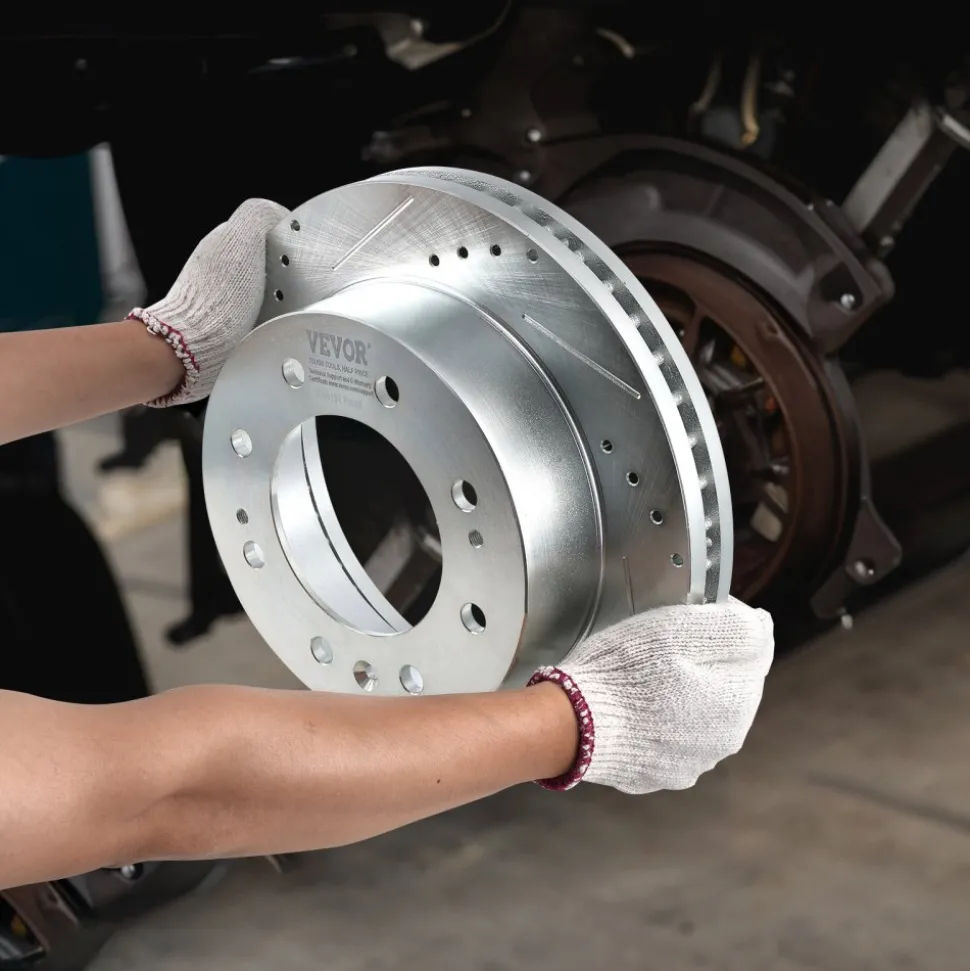 VEVOR Front Brake Kit Compatible with 2011-2019 Chevy Silverado GMC Sierra 2500 3500 HD, Drilled and Slotted Brake Rotors Ceramic Brake Pads Replacement Kit, 14" Front Rotors