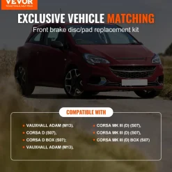 VEVOR Front Brake Kit for Vauxhall Adam(M13), Corsa D (S07), Corsa D Box/Hatchback (S07), Brake Rotors Ceramic Brake Pads Replacement Kit, 257mm Front Rotors