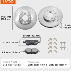 VEVOR Front Brake Kit for Vauxhall Adam(M13), Corsa D (S07), Corsa D Box/Hatchback (S07), Brake Rotors Ceramic Brake Pads Replacement Kit, 257mm Front Rotors