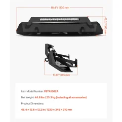 VEVOR Front Bumper Compatible with 2016-2023 Toyota Tacoma (Excluding Tacoma TRD/Tacoma TRD Sport), Pickup Truck Bumper with LED Light Bar, Winch Plate & D-Rings Mounts, Heavy-Duty Steel Front Bumper with E-Coating