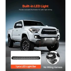 VEVOR Front Bumper Compatible with 2016-2023 Toyota Tacoma (Excluding Tacoma TRD/Tacoma TRD Sport), Pickup Truck Bumper with LED Light Bar, Winch Plate & D-Rings Mounts, Heavy-Duty Steel Front Bumper with E-Coating