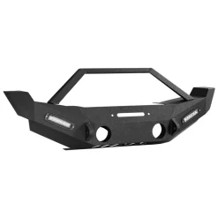 VEVOR Front Bumper Compatible with 2007-2018 Wrangler JK/JKU, Heavy-Duty Steel Front Bumper with 2PCS LED Light Bars, Winch Plate, Fog Light Housing and D-Ring Mounts