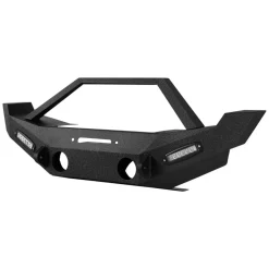 VEVOR Front Bumper Compatible with 2007-2018 Wrangler JK/JKU, Heavy-Duty Steel Front Bumper with 2PCS LED Light Bars, Winch Plate, Fog Light Housing and D-Ring Mounts