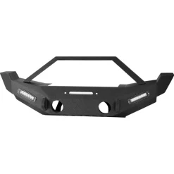 VEVOR Front Bumper Compatible with 2007-2018 Wrangler JK/JKU, Heavy-Duty Steel Front Bumper with 2PCS LED Light Bars, Winch Plate, Fog Light Housing and D-Ring Mounts