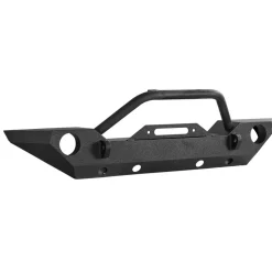 VEVOR Front Bumper Compatible with 2007-2018 Wrangler JK/JKU - with Winch Plate, D-Ring Mounts & Fog Light Housing, Heavy-Duty Steel Front Bumper with E-Coating
