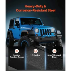 VEVOR Front Bumper Compatible with 2007-2018 Wrangler JK/JKU - with Winch Plate, D-Ring Mounts & Fog Light Housing, Heavy-Duty Steel Front Bumper with E-Coating