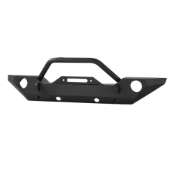 VEVOR Front Bumper Compatible with 2007-2018 Wrangler JK/JKU - with Winch Plate, D-Ring Mounts & Fog Light Housing, Heavy-Duty Steel Front Bumper with E-Coating
