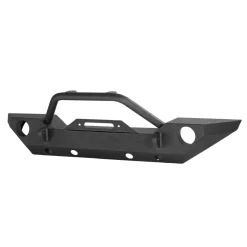 VEVOR Front Bumper Compatible with 2007-2018 Wrangler JK/JKU - with Winch Plate, D-Ring Mounts & Fog Light Housing, Heavy-Duty Steel Front Bumper with E-Coating