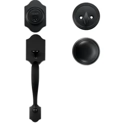 VEVOR Front Door Handle and Deadbolt Set, Matte Black Front Door Lock Set with Interior Knob, Adjustable Hole Spacing Single Cylinder Handleset, for Right and Left Handed Entrance and Front Door