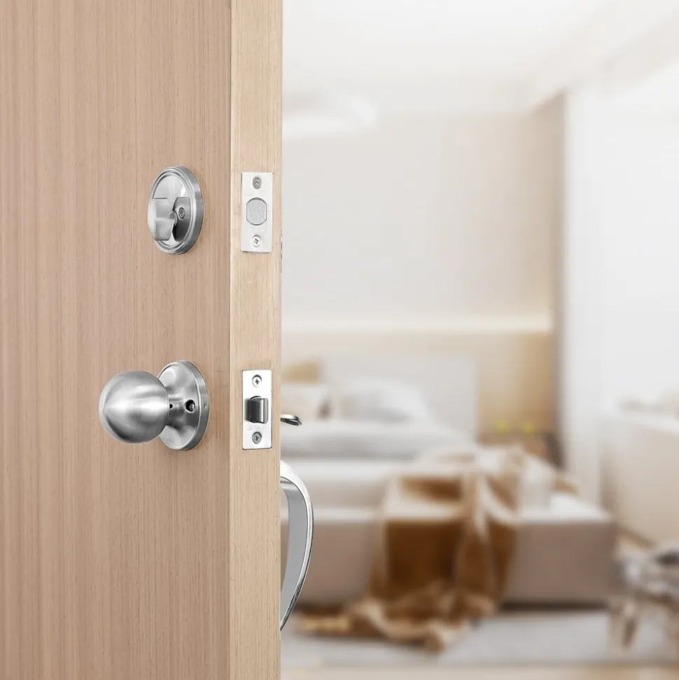 VEVOR Front Door Handle and Deadbolt Set, Satin Nickel Front Door Lock Set with Interior Knob, Adjustable Hole Spacing Single Cylinder Handleset, for Right and Left Handed Entrance and Front Door