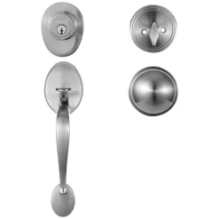 VEVOR Front Door Handle and Deadbolt Set, Satin Nickel Front Door Lock Set with Interior Knob, Adjustable Hole Spacing Single Cylinder Handleset, for Right and Left Handed Entrance and Front Door