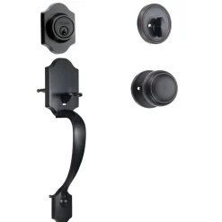 VEVOR Front Door Handle and Deadbolt Set, Front Door Lock Set with Interior Knob, Adjustable Hole Spacing Single Cylinder Handleset, for Right and Left Handed Entrance, Brushed Oil Rubbed Bronze