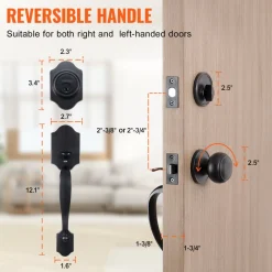 VEVOR Front Door Handle and Deadbolt Set, Front Door Lock Set with Interior Knob, Adjustable Hole Spacing Single Cylinder Handleset, for Right and Left Handed Entrance, Brushed Oil Rubbed Bronze