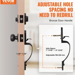 VEVOR Front Door Handle and Deadbolt Set, Front Door Lock Set with Interior Knob, Adjustable Hole Spacing Single Cylinder Handleset, for Right and Left Handed Entrance, Brushed Oil Rubbed Bronze