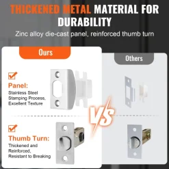VEVOR Front Door Handle, Square Entry Handle Set with Lever, No Lock, Adjustable Hole Space, Zinc Alloy Die-Casting, Reversible for Right and Left Handed Entrance and Front Doors, Satin Nickel