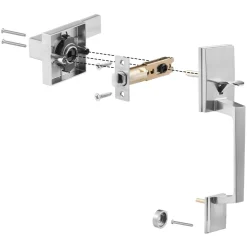 VEVOR Front Door Handle, Square Entry Handle Set with Lever, No Lock, Adjustable Hole Space, Zinc Alloy Die-Casting, Reversible for Right and Left Handed Entrance and Front Doors, Satin Nickel