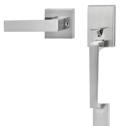 VEVOR Front Door Handle, Square Entry Handle Set with Lever, No Lock, Adjustable Hole Space, Zinc Alloy Die-Casting, Reversible for Right and Left Handed Entrance and Front Doors, Satin Nickel