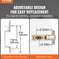 VEVOR Front Door Handle, Square Entry Handle Set with Lever, No Lock, Adjustable Hole Space, Zinc Alloy Die-Casting, Reversible for Right and Left Handed Entrance and Front Doors, Satin Nickel