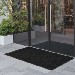 VEVOR Front Door Mat, 6 x 4 ft Commercial Floor Mat for Indoor and Outdoor, Stylish Striped Industrial Carpet with PVC Backing, Heavy Duty Washable Entry Rug for Hallway, Balcony, Garage, Grey