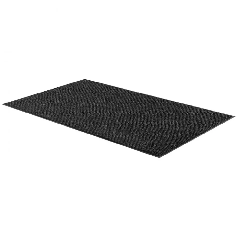 VEVOR Front Door Mat, 10 x 3 ft Commercial Floor Mat for Indoor and Outdoor, Stylish Striped Industrial Carpet with PVC Backing, Heavy Duty Washable Entry Rug for Hallway, Balcony, Garage, Grey