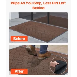 VEVOR Front Door Mat, 47 x 35 in Commercial Floor Mat for Indoor and Outdoor, Modern Stylish Carpet with TPE Backing, Heavy Duty Washable Entry Industrial Rug for Hallway, Balcony, Garage, Brown