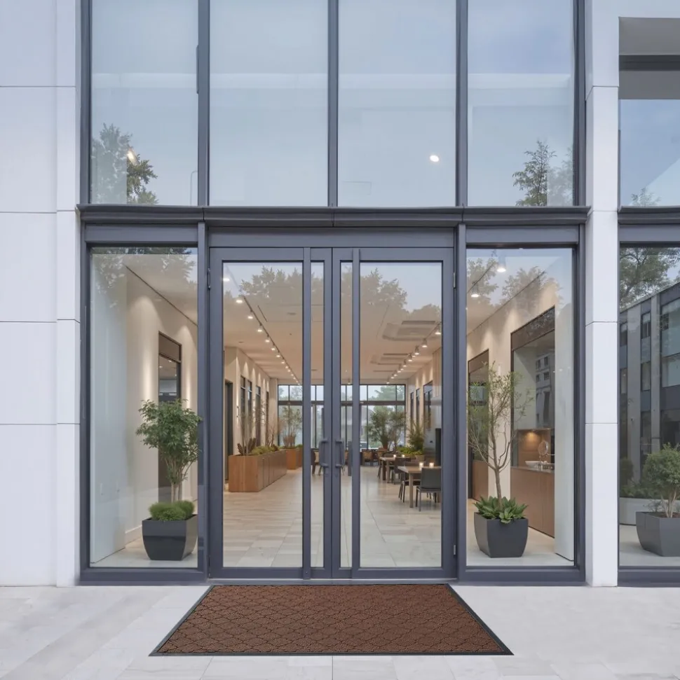 VEVOR Front Door Mat, 47 x 35 in Commercial Floor Mat for Indoor and Outdoor, Modern Stylish Carpet with TPE Backing, Heavy Duty Washable Entry Industrial Rug for Hallway, Balcony, Garage, Brown