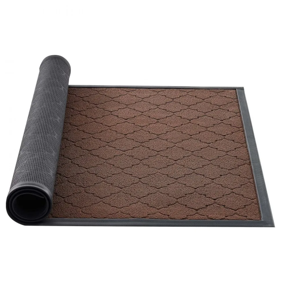 VEVOR Front Door Mat, 47 x 35 in Commercial Floor Mat for Indoor and Outdoor, Modern Stylish Carpet with TPE Backing, Heavy Duty Washable Entry Industrial Rug for Hallway, Balcony, Garage, Brown