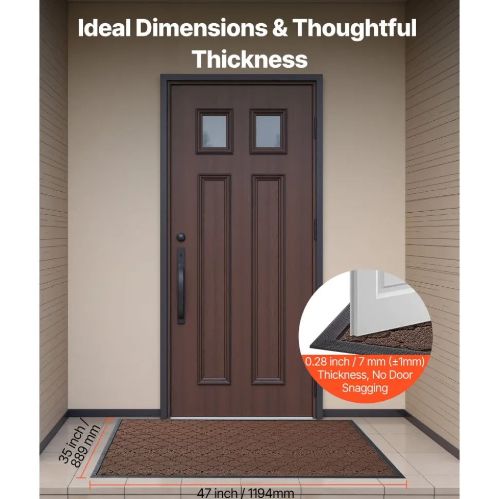 VEVOR Front Door Mat, 47 x 35 in Commercial Floor Mat for Indoor and Outdoor, Modern Stylish Carpet with TPE Backing, Heavy Duty Washable Entry Industrial Rug for Hallway, Balcony, Garage, Brown