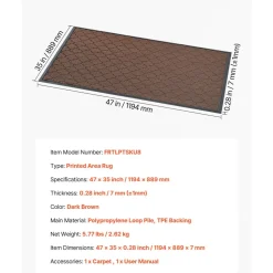 VEVOR Front Door Mat, 47 x 35 in Commercial Floor Mat for Indoor and Outdoor, Modern Stylish Carpet with TPE Backing, Heavy Duty Washable Entry Industrial Rug for Hallway, Balcony, Garage, Brown