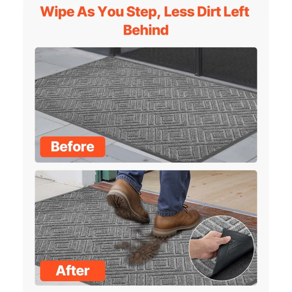 VEVOR Front Door Mat, 61.5 x 36 in Commercial Floor Mat for Indoor and Outdoor, Modern Stylish Carpet with TPE Backing, Heavy Duty Washable Entry Industrial Rug for Hallway, Balcony, Garage, Grey