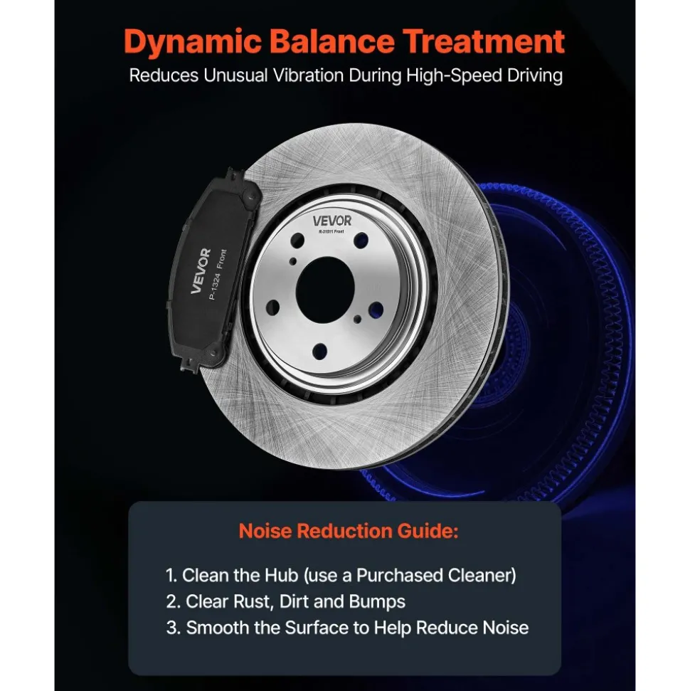 VEVOR Front & Rear Brake Kit Ceramic Brake Pads & Hollow Brake Rotors Kit, Compatible with 2010-2015 Lexus RX350, 2010-2015 Lexus RX450H, 2015-2019 Toyota Highlander, 2011-2020 Toyota Sienna