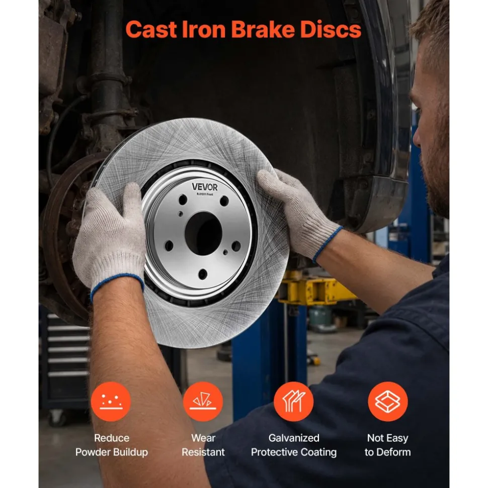 VEVOR Front & Rear Brake Kit Ceramic Brake Pads & Hollow Brake Rotors Kit, Compatible with 2010-2015 Lexus RX350, 2010-2015 Lexus RX450H, 2015-2019 Toyota Highlander, 2011-2020 Toyota Sienna