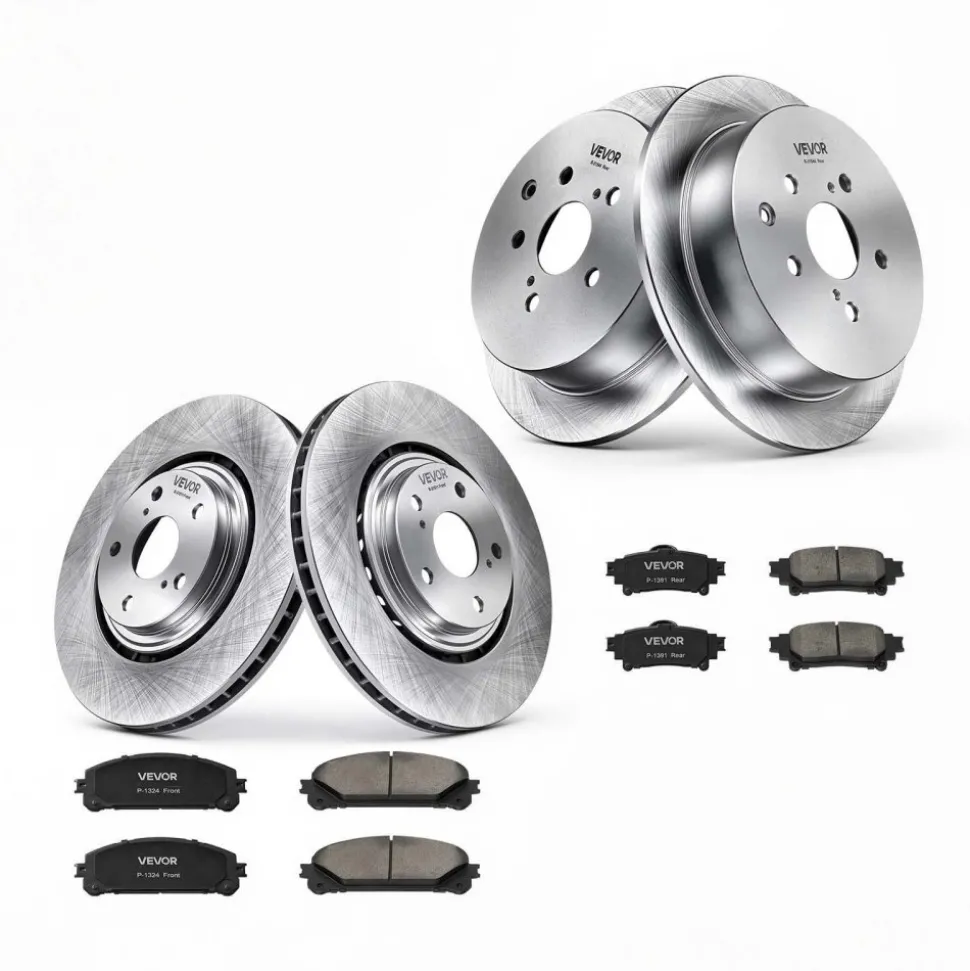 VEVOR Front & Rear Brake Kit Ceramic Brake Pads & Hollow Brake Rotors Kit, Compatible with 2010-2015 Lexus RX350, 2010-2015 Lexus RX450H, 2015-2019 Toyota Highlander, 2011-2020 Toyota Sienna