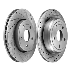 VEVOR Front & Rear Brake Kit Ceramic Brake Pads and Drilled Slotted Rotors, Compatible with 2011-2020 Dodge Durango 3.6L, 2011-2014 Jeep Grand Cherokee 3.6L 5.7L, 2015-2020 Jeep Grand Cherokee 3.6L