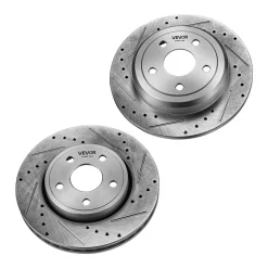 VEVOR Front & Rear Brake Kit Ceramic Brake Pads and Drilled Slotted Rotors, Compatible with 2011-2020 Dodge Durango 3.6L, 2011-2014 Jeep Grand Cherokee 3.6L 5.7L, 2015-2020 Jeep Grand Cherokee 3.6L