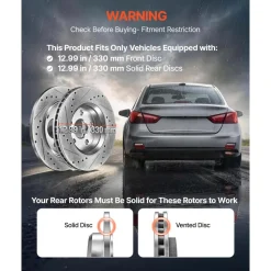 VEVOR Front & Rear Brake Kit Ceramic Brake Pads and Drilled Slotted Rotors, Compatible with 2011-2020 Dodge Durango 3.6L, 2011-2014 Jeep Grand Cherokee 3.6L 5.7L, 2015-2020 Jeep Grand Cherokee 3.6L